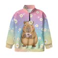 thumbnail image 4 of Uorisanigo Girls Half Zip Pullover Sweatshirt Soft Lightweight Rainbow Daisy Capybara Half Zipper Crop Tops Size 9-10 Long Sleeve Lapel Zipper Sweatshirt Oversized Workout Shirts, 4 of 7