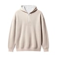 thumbnail image 3 of Tiijoy Boys Quarter Zip Hoodie Kids Casual Cozy Pullover Sweatshirt, Beige, Sizes 4-14, 3 of 3