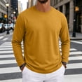 thumbnail image 6 of Delconic Men's Long Sleeve Shirt with Pocket Cotton Crew Neck Shirts Casual Lightweight T-Shirt Saffron S, 6 of 8