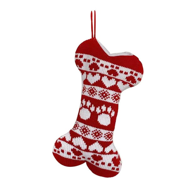 Christmas Dog Christmas Stocking Large Bone Shape Cable Knit Embroidered Dog Xmas Stockings Christmas Gifts for Kids