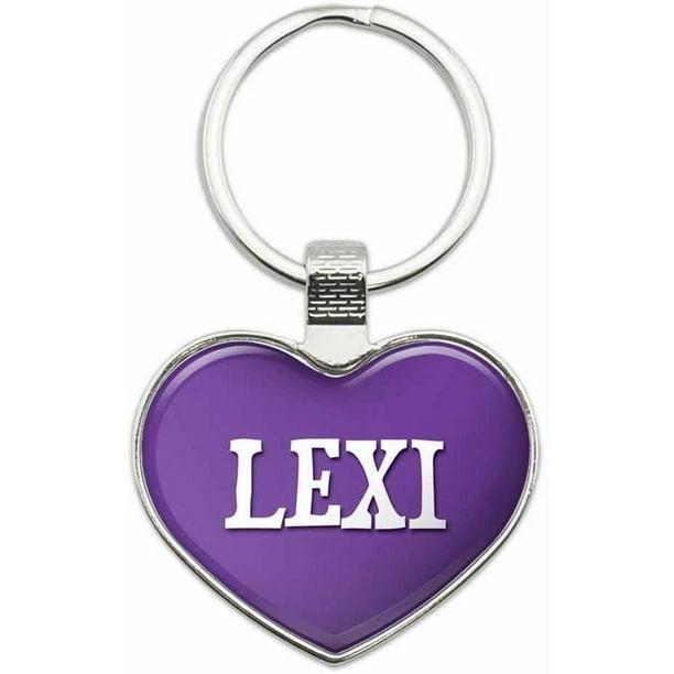 Lexi Names Female Metal Heart Keychain Key Chain Ring, Purple