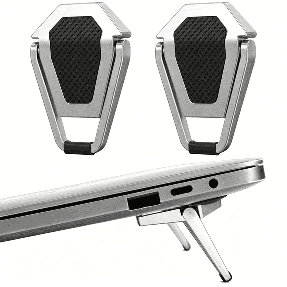 GJX Laptop Feet, 2 Pcs Portable Zinc Alloy Small Laptop Stand | with 1 Pair Silicone Pads and Replacement Self-Adhesive Pads,Ergonomic Anti-Slip Cooling Keyboard Lifter for 12-20 in Laptops