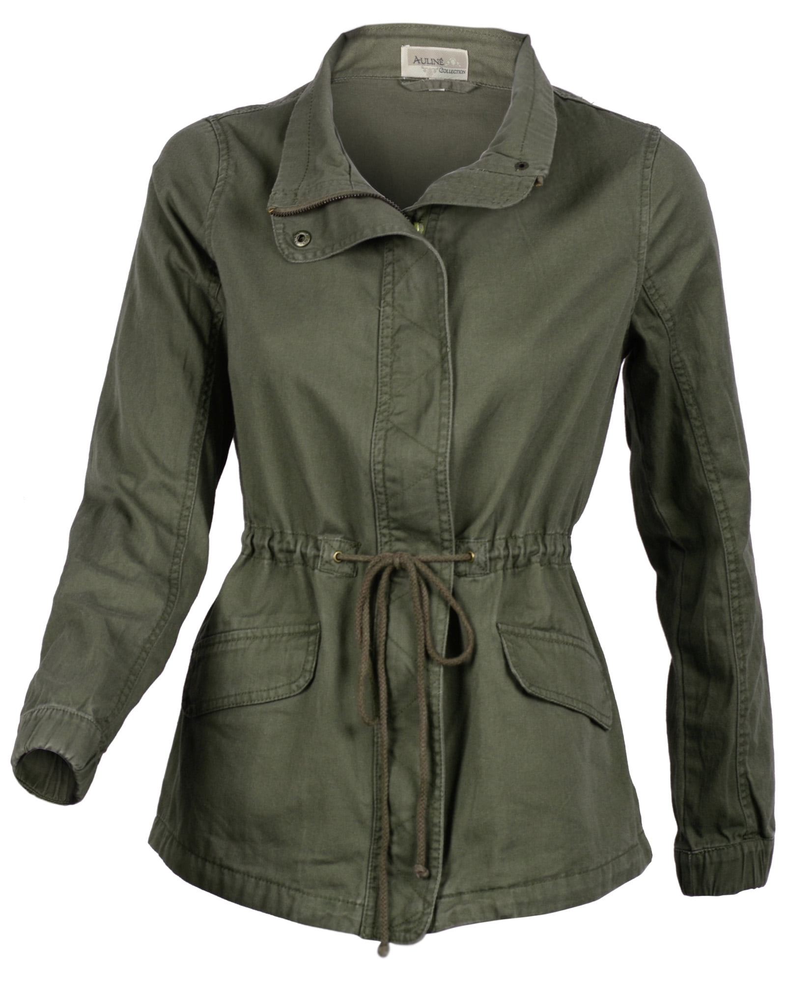 Women's Premium Vintage Wash Olive Green Lightweight Military Fashion ...