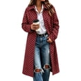 thumbnail image 2 of Hzzrkos Women's Polka Dot Long Coat, Lapel Collar Button Front Long Sleeve Casual Overcoat, Printed Lightweight Outerwear for Everyday Wear and Layering, 2 of 5