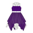 thumbnail image 4 of Xnihocha Girls Shiny Liturgical Praise Dance Dress Sleeveless Worship Lyrical Dance Overlay Costume Purple 6, 4 of 5