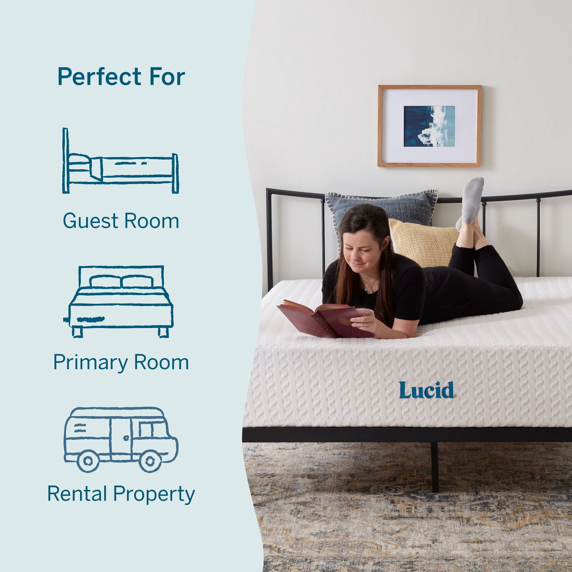 Lucid Bliss California King Tight Top 12" Medium Plush Memory Foam Mattress with Gel Infusion and Ventilation