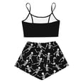 thumbnail image 5 of Swanpen Halloween Pajamas Women Silk 2 Piece Cami Top Shorts Set Skeleton Print Sleeveless Sleepwear Loungewear Halloween Gifts, 5 of 6