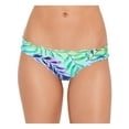 thumbnail image 1 of SALT + COVE Women's Green Tropical Print Stretch Skimpy Bottom Coverage Ruffled Hipster Swimsuit Bottom S, 1 of 4