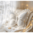 thumbnail image 3 of Butterfly Throw Pillow with Lace Ruffle, 22 Inch Velvet Decorative Cushion for Couch Bedroom Living Room Home Decor (White), 3 of 3