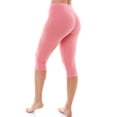 thumbnail image 4 of Cotton Capri Leggings Plain Pants Capris For Women Junior & PLUS Size, Pink, Medium, 4 of 6