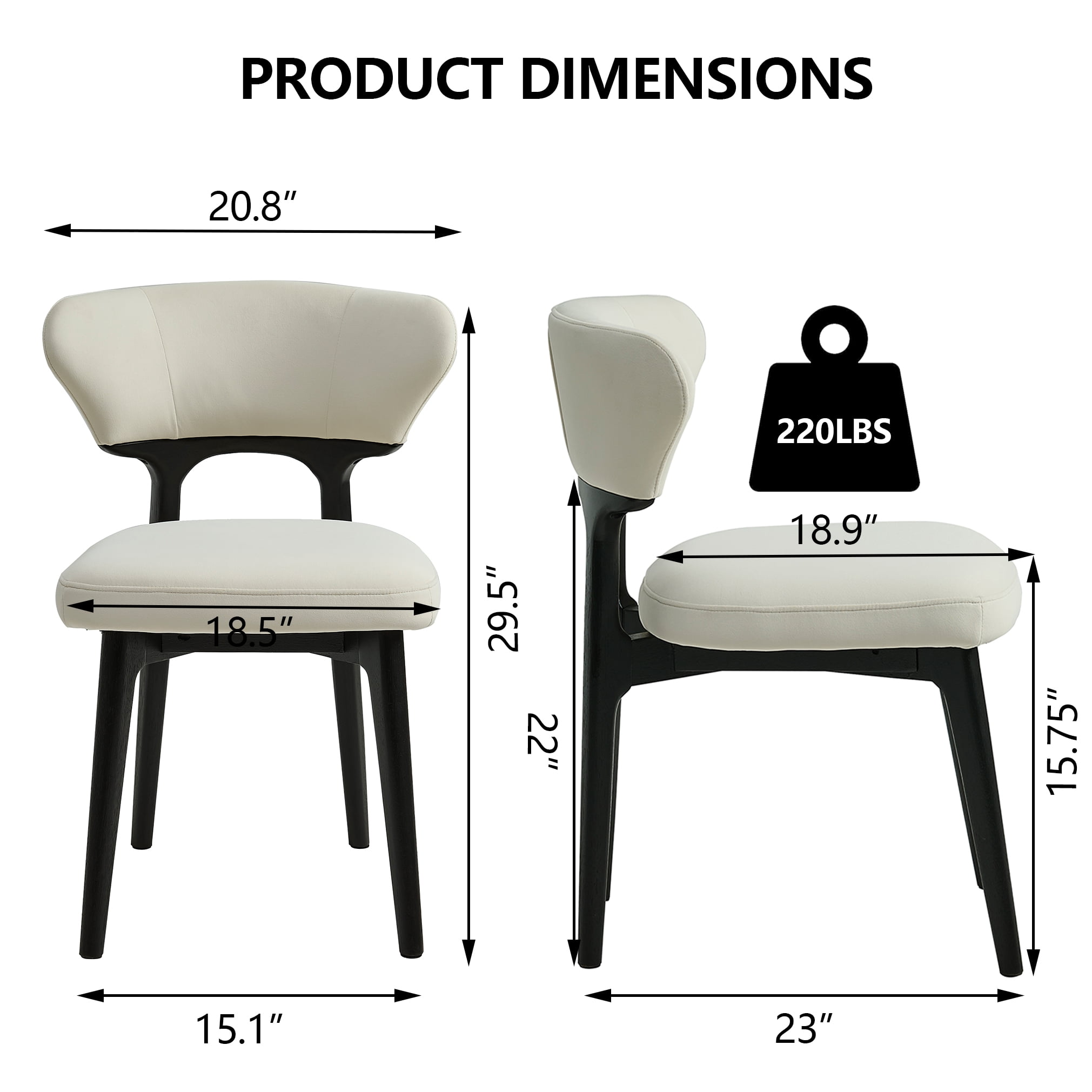 Noble House Solid Wood Dining Chairs Set of 4 Black Modern Upholstered Dining Room Chair