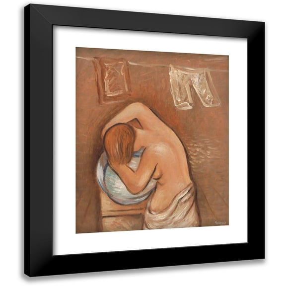 Mikuláš Galanda 12x14 Black Modern Framed Museum Art Print Titled - Washing Hair (1930-1939)