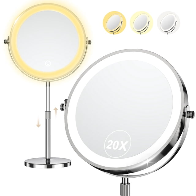 Espejo de maquillaje Elasound 20X con luces recargables de 9 pulgadas