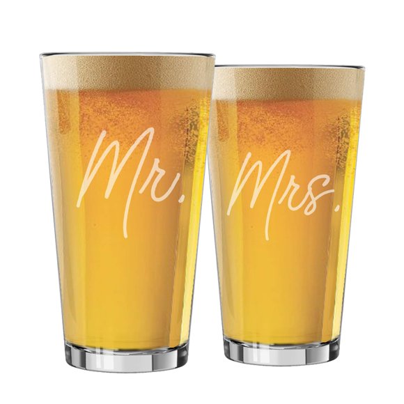 My Personal Memories Verres Pinte de Bière Mr and Mrs 16 oz, Ensemble de 2