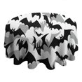 thumbnail image 4 of Black and Gray Halloween Bats Round Tablecloth 60"x60",Wrinkle Wipeable Table Cloth for Kitchen Dining Room Picnic Patio Party, 4 of 6