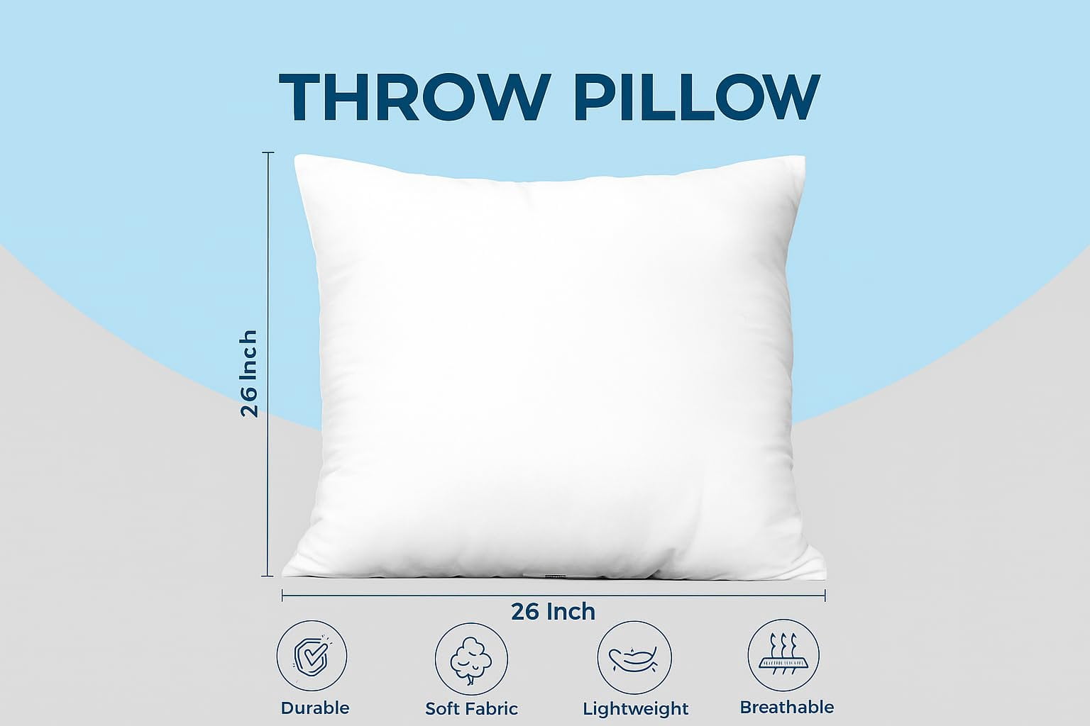 Utopia Bedding Throw Pillows (Set of 4, White) – 26 x 26 Inches Down Alternative Pillows for Bed, Sofa, and Couch - Fluffy Decorative Stuffer Pillow for Indoors & Outdoors