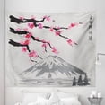 thumbnail image 1 of Japanese Tapestry, Greyscale Grunge Background with Fujiyama Mountain and Cherry Blossoms, Fabric Wall Hanging Decor for Bedroom Living Room Dorm, 5 Sizes, Grey Black and Pink, by Ambesonne, 1 of 1