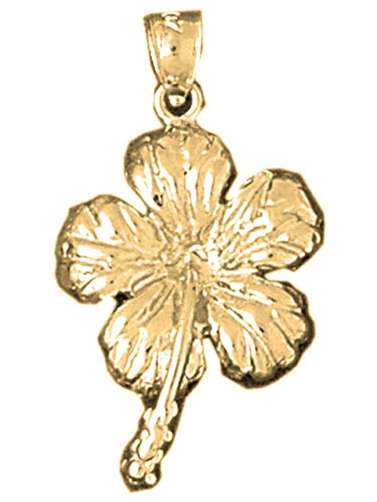 14K Yellow Gold-plated 925 Silver Hibiscus Flower Pendant with 16 Necklace Jewels Obsession Flower Necklace