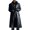 Black, variant on Mens Retro Leather Vintage Long Coat Trench Steampunk Gothic Jacket Overcoat Fashion Leather Gothic Brown 8(XL)