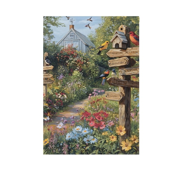 Garden Birds Garden Flag Double Sided 12 x 18/28 x 40 Inch Yard Flag Home Outdoor Yard Patio Lawn Decor