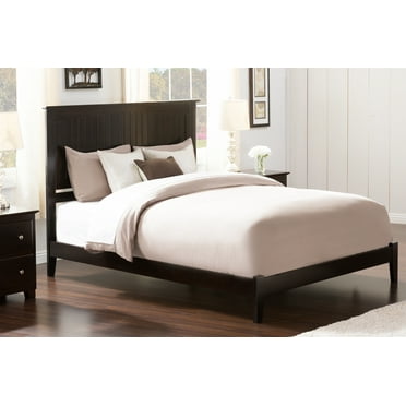 AFI Nantucket Queen Low Profile Wood Platform Bed Frame with Cottage Headboard, Espresso
