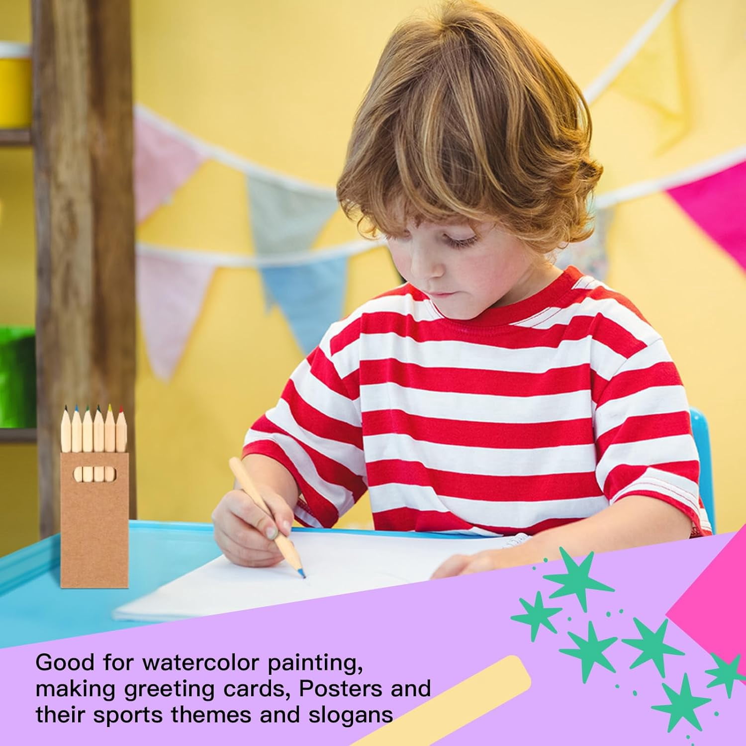 CCOCC 100 Packs Mini Colored Pencils for Kids 3.5 Inch Small Coloring Drawing Pencil in Boxes 6 Different Color for Easter Gift Painting Birthday Party Favor Classroom School Supplies