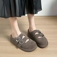 thumbnail image 2 of IUJSOY Sabots pour Femmes en Suède à Double Boucle à Enfiler Mules Chaussures Semelle en Liège Sandales à Plateforme Pantoufle, 2 of 9