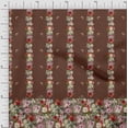 thumbnail image 1 of Soimoi Satin Silk Fabric Leaves & Rose Panel Printed Fabric 1 Yard 42 Inch Wide, 1 of 3