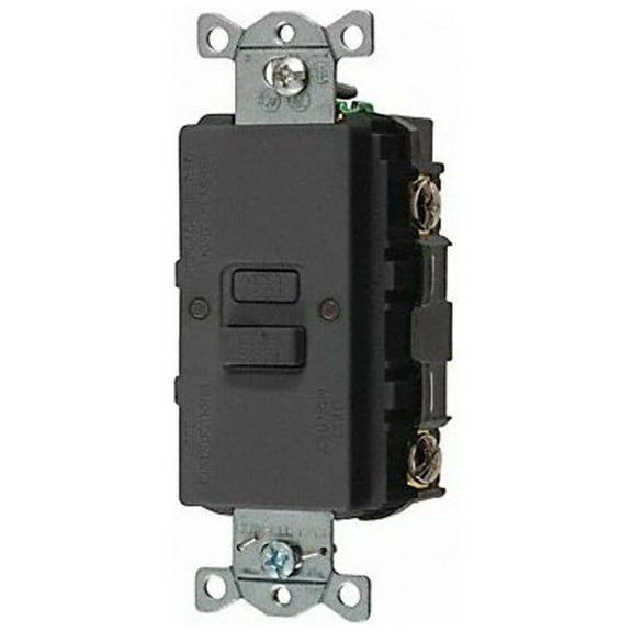 Hubbell Wiring Device-Kellems GFCI Receptacle,Black,Nylon,Back GFBFST20BK