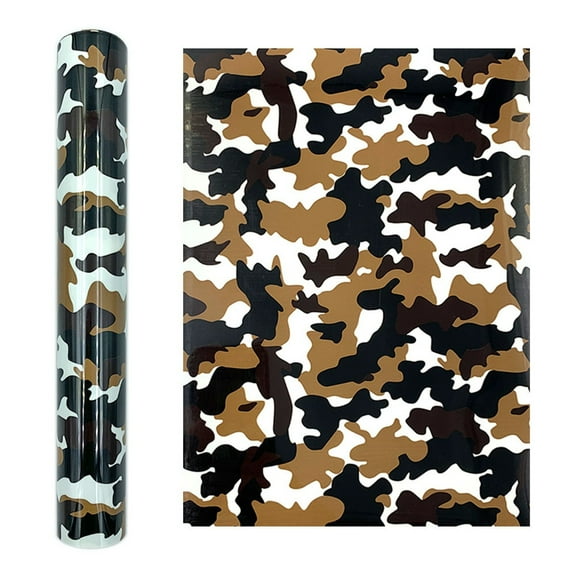 RuiJiao Camouflage Leopard Print Heat Transfer Vinyl,DIY Iron-On Clothing Printing Material for T-Shirts, Bags, Hats, 30x25cm PU Elastic Vinyl Sheet (12x9.84in)