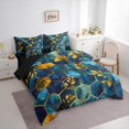 thumbnail image 3 of Manfei Marble Texture Road 7-Piece Twin Bedding Sets,Modern Geometric Honeycomb Bedding Comforter Set,Gold Leaves Sheet Sets For Girls Kids,Super Cozy Room Decor Reversible, 3 of 8