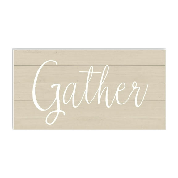 Gather Cream Woodgrain 20 x 10 Wood Wall Sign Plaque