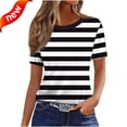 thumbnail image 2 of JTZGDY Womens Tops Loose Fit Casual Short Sleeve Round Neck Boho Floral Printed T-Shirts Trendy Oversized Basic Tunic Blouse, 2 of 6