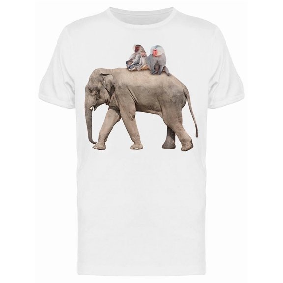 Elephant And Monkeys Friendship T-Shirt Men -Image by Shutterstock, Male Large