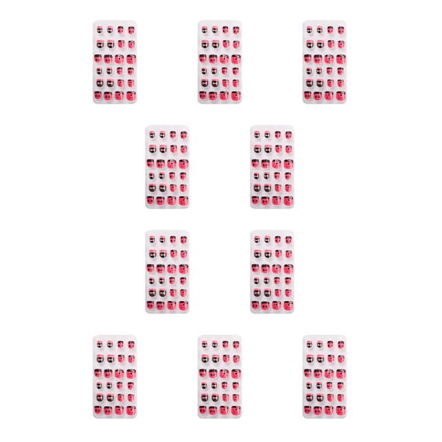 Vogacara 1 Juego de puntas de uñas artificiales, dibujos animados, patrón encantador, uñas postizas, pegatinas para niños, calcomanías de PNT-16-11 10piezas