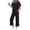 Black, variant on 2 Piece Sets for Women Casual Summer Travel Vacation Outfits Short Sleeve Lounge Set
