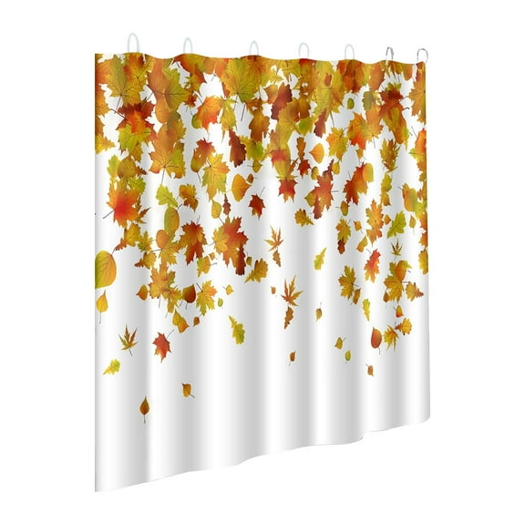 Falling Maple Leaves Shower Curtain for Bathroom Autumn Thanksgiving Halloween Pumpkin Home Bath Decor Decoration Durable Waterproof Fabric Machine Washable Curtains