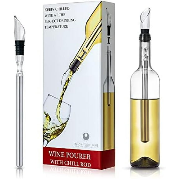 YouYah Wine Chiller Stick 3-in-1 Stainless Steel Wine Bottle Cooler Stick,Rapid Iceless Wine Chilling Rod with Aerator and Pourer,Wine Gift