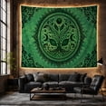 thumbnail image 6 of Green Tree of Life with Crescent Moons and Botanical Mandala, Mystical Vintage Boho Art, Housewarming Gift Tapestry Wall Hanging for Meditation Room, Bedroom, Living Room, 6 of 7