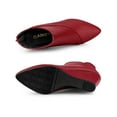 thumbnail image 3 of BLISSFUL STEP Women's Pointed Toe Zipper Wedge Heel Ankle Booties Red 7, 3 of 5