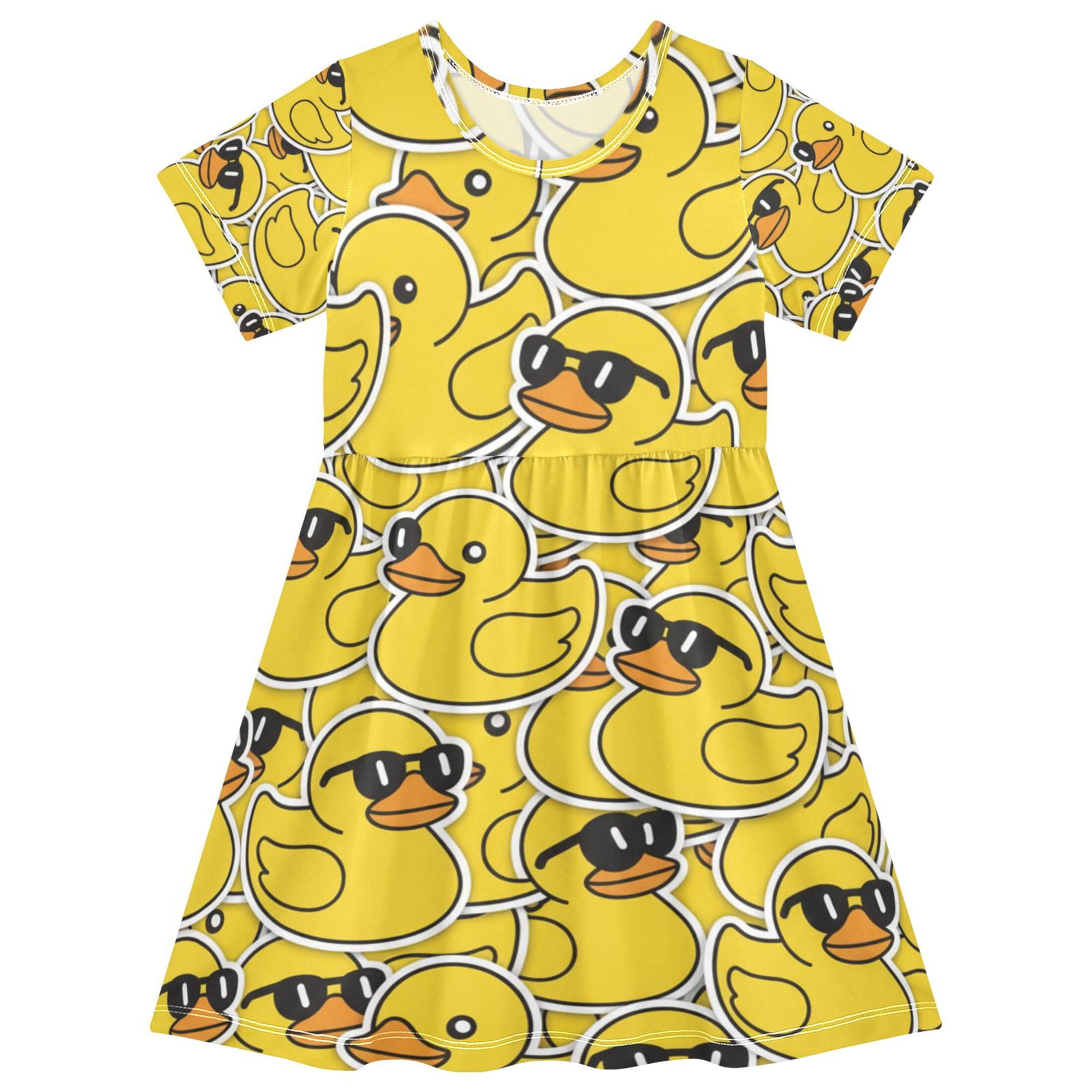 Cool Duck Girls Short Sleeve Dress A Line Sun Protection Breathable Comfort Sundress 2T