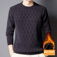 thumbnail image 2 of Men's Fleece-lined Round Neck Base Layer Sweater with Jacquard Pattern, 2 of 5