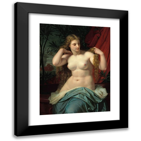 Hugues Merle 12x14 Black Modern Framed Museum Art Print Titled - Bathsebee