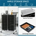 thumbnail image 4 of Alden Design 20 Drawers Metal Frame Storage Cart Rolling Bin with Lockable Wheels, Black, 4 of 10