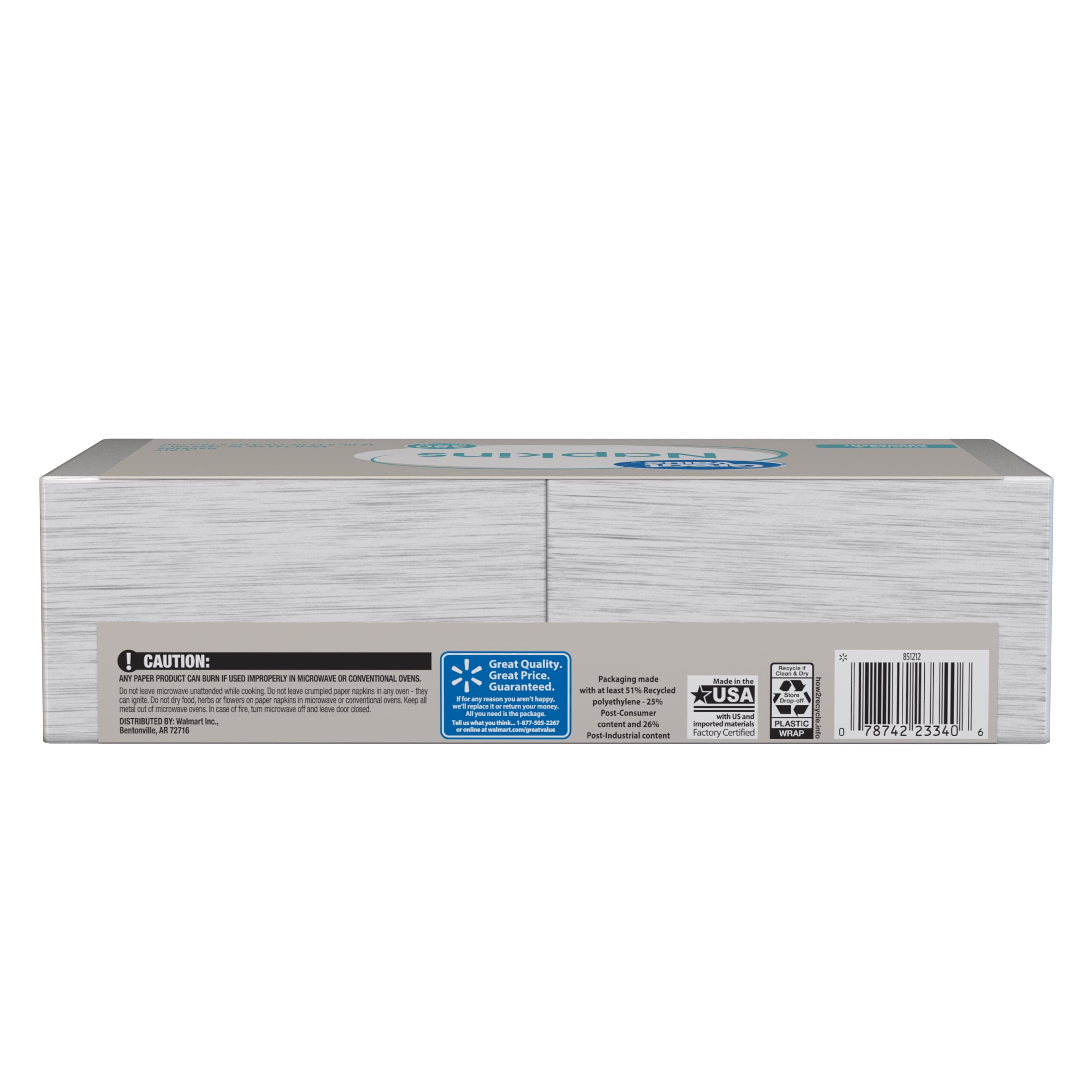 Great Value Disposable Paper Napkins, White, 12 in x 12 in, 250 Count