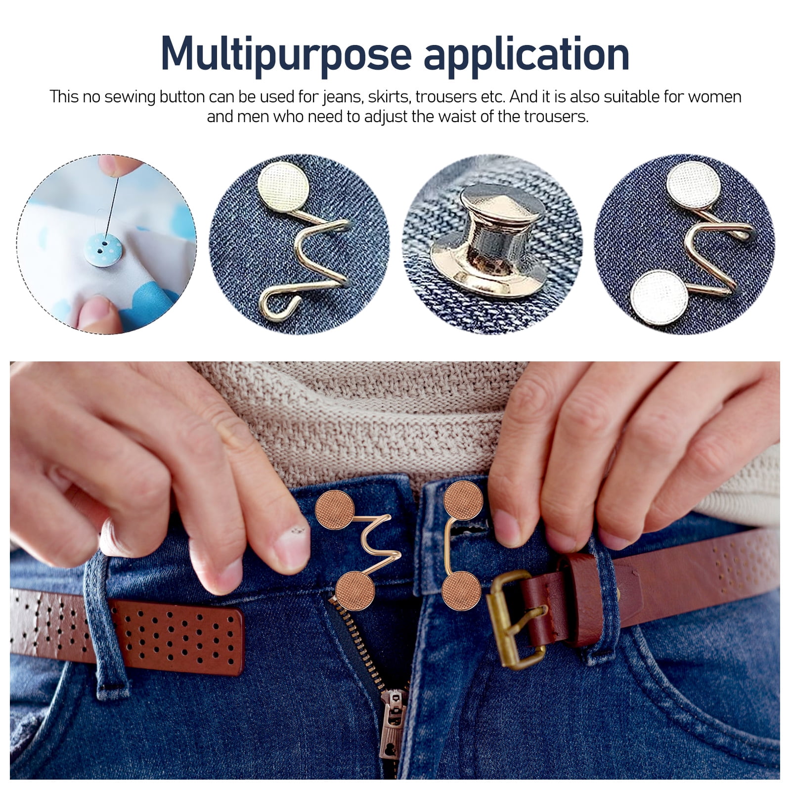 45 Sets Pants Button Replacement Adjuster Waist Trousers Buckle