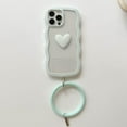 thumbnail image 2 of Compatible with iPhone 13 Pro Max Case for Women/Girls, Cute Curly Wave 3D Love-Heart Anti-Scratch Shockproof Case with Bracelet for iPhone 13 Pro Max, Purple, 2 of 9