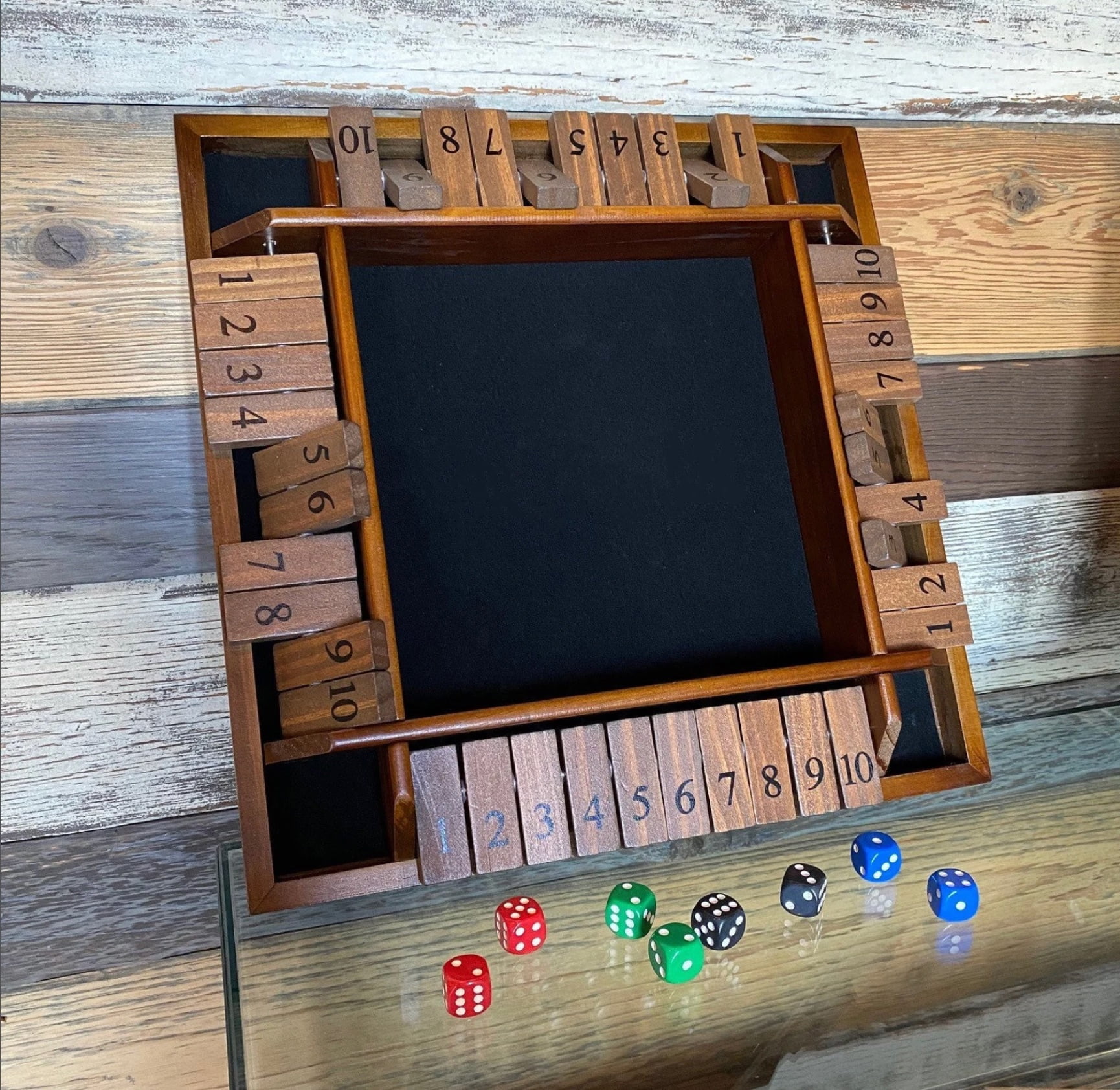 WE Games Shut the Box Wooden Board Game for Family Game Night, 1-4 Players, 14 inch, Walnut