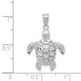 thumbnail image 2 of DewberryDiamonds 14k White Gold Diamond-cut Polished Sea Turtle Pendant (Weight : 1.03 gm Length : 24mm, Width : 17 mm), 2 of 5