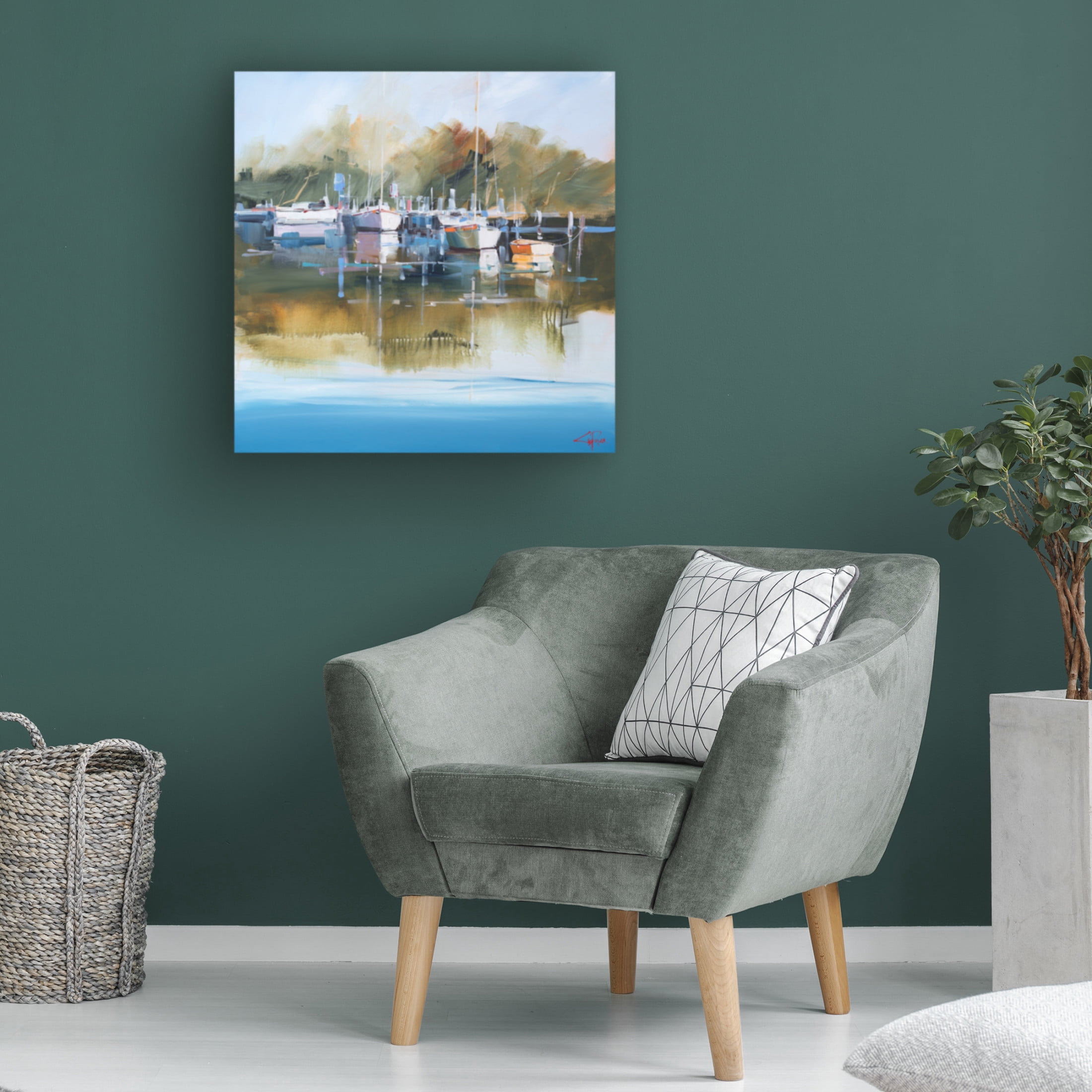 Canvas Wall Art - Craig Trewin Penny 'Still Moorings, Metung' Wall Art for Living Room, Bedroom, or Office Décor by Trademark Fine Art - 35 x 35 Inches